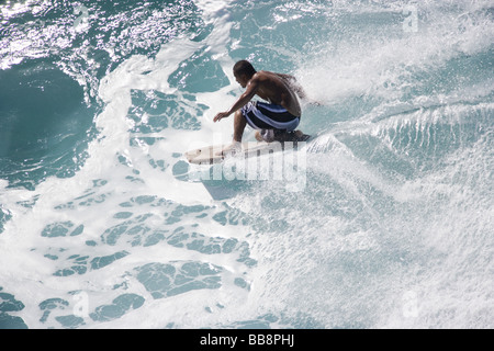 Surfing at Honolua Bay, Maui Hawaii Stock Photo