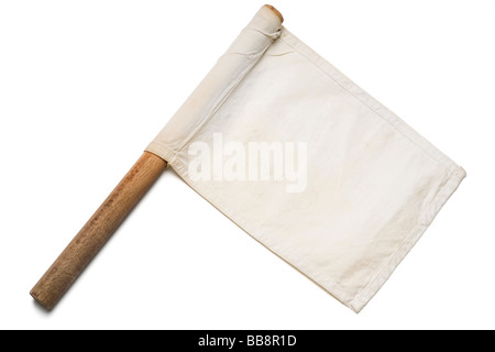 a white signaling flag on white Stock Photo