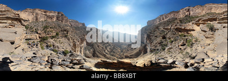 Panoramic view over the valley of Jebel Shams in Oman Stock Photo