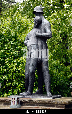 The Windhund memorial to soliders of the 116th Panzer Division near Vosserach cemetery in the Eiffel region of Germany Stock Photo