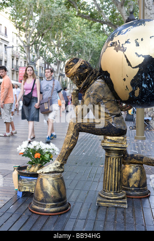 Street Entertainer in Barcelona Spain Stock Photo