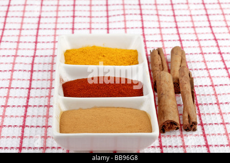 Cinnamon sticks with other spices used in cooking Stock Photo