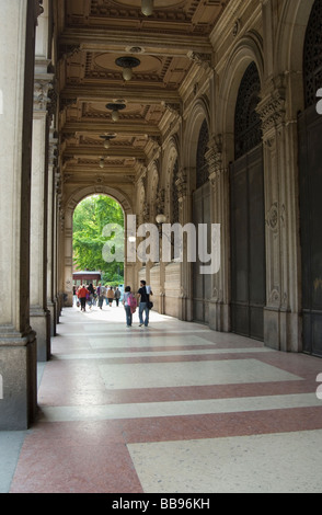 Covered walkway in old town of Bologna Stock Photo