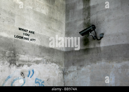 Banksy CCTV Grafiti Stock Photo