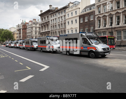 Row of Metropolitan police vans. Whitehall London England UK Stock Photo