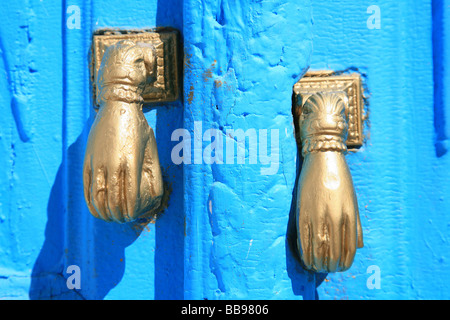 Traditional brass Tunisian door knockers in Kairouan, Tunisia Stock Photo