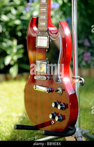 Cherry red Epiphone SG electric guitar copy of the classic Gibson model Stock Photo
