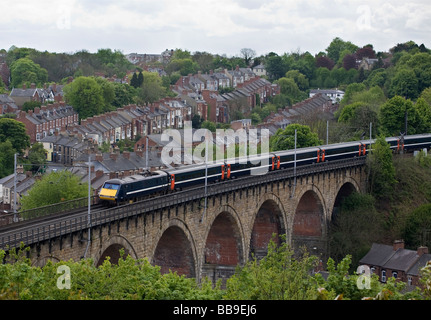 National Express train crossing Durham Viaduct, England, UK Stock Photo