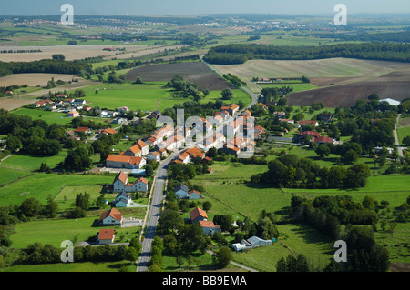 Aerial view of Mainvillers village in Lorraine region during summertime - France Stock Photo