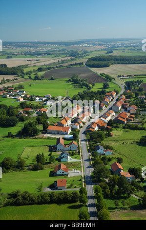 Aerial view of Mainvillers village in Lorraine region during summertime - France Stock Photo
