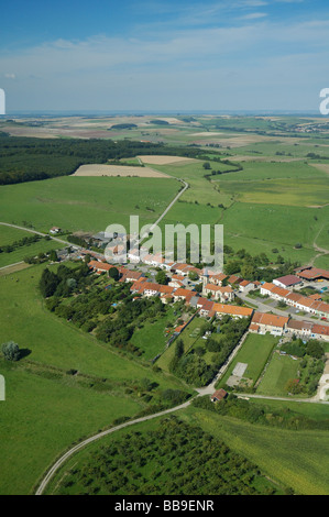 Aerial view of Hemilly village in Lorraine region in summertime - France Stock Photo