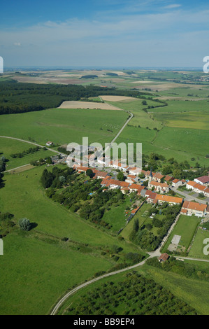 Aerial view of Hemilly village in Lorraine region in summertime - France Stock Photo