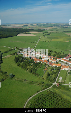 Aerial view of Hemilly village in Lorraine region in summertime - France Stock Photo