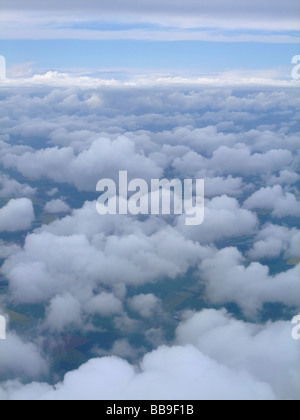 Aerial view of two layers of clouds : down, some altocumulus (Ac) clouds and up, some stratocumulus clouds (Sc) Stock Photo