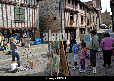 Painting Day in Rue de la Vau St. Jacques, Parthenay, Deux-Sevres, France Stock Photo