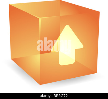 icon on translucent cube shape illustration Stock Photo