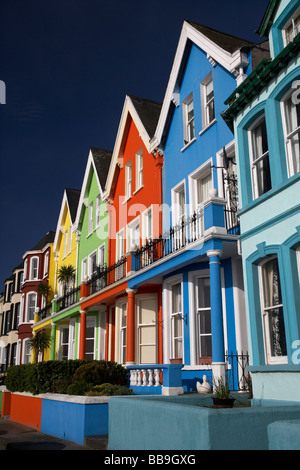 colourful seafront houses at marine parade whitehead county antrim northern ireland uk Stock Photo