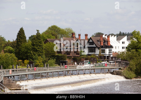England Buckinghamshire Marlow Lock River Thames weir Stock Photo