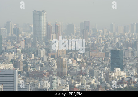 Aerial view of haze over the southwest section of Tokyo Japan Stock Photo