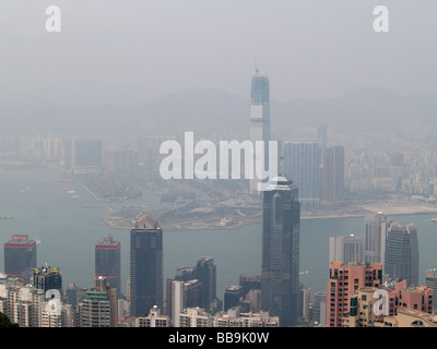 Hong Kong CBD and smog Stock Photo