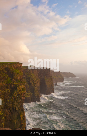 Sunset over Cliffs of Moher County Co Clare Eire Ireland Irish Republic Europe Stock Photo