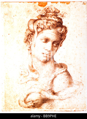 Cleopatra by Michelangelo 1533-1534 black chalk sketch Stock Photo