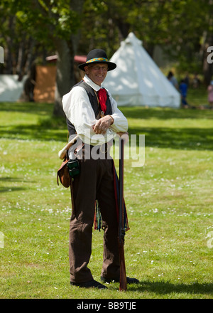 Portrait of a man in historic military dress Demonstration at Fort Rodd Hill in Victoria BC Canada Stock Photo