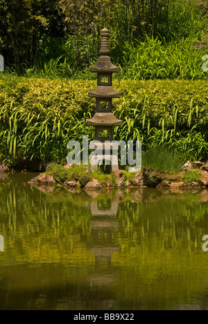 Stone pagoda in the Japanese Tea Garden, Golden Gate Park, San Francisco, California, United States. Stock Photo