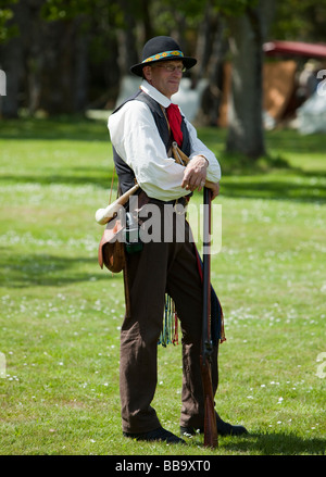 Portrait of a man in historic military dress Demonstration at Fort Rodd Hill in Victoria BC Canada Stock Photo