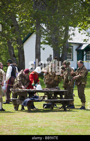 Military demonstration at Fort Rodd Hill Victoria Day in Victoria BC Canada Stock Photo