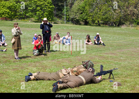 Military demonstration at Fort Rodd Hill Victoria Day in Victoria BC Canada Stock Photo