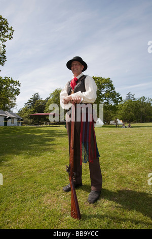 Portrait of a man in historic military dress Demonstration at Fort Rodd Hill in Victoria BC Canada Stock Photo