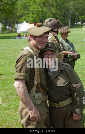 Portrait of two soldiers Military demonstration at Fort Rodd Hill in Victoria BC Canada Stock Photo