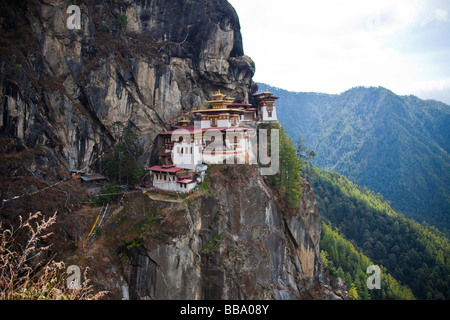 The Taktshang Monastery  or 'Tiger's Nest' near Paro, Bhutan Asia.92497 Bhutan-Drugyel-Dzong-Paro Stock Photo