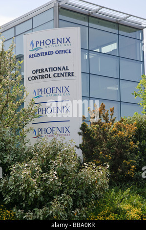 Sign at the Operational Control Centre for Phoenix Natural Gas in Belfast, Northern Ireland Stock Photo