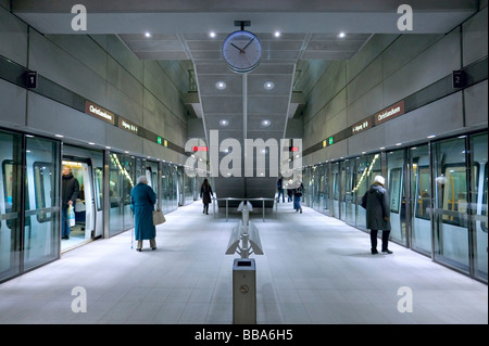 Waiting for trains, subway station, Copenhagen, Denmark, Europe Stock Photo