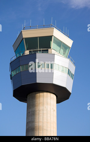 Control tower, John Lennon Airport, former Speke Airport, Liverpool, Merseyside, UK Stock Photo