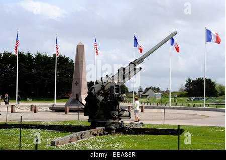 D-Day 90mm flakUtah beach Sainte Marie du Mont Manche Normandy France WWII Stock Photo