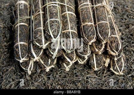 Attractively packaged green tea from Phongsali, Laos, Southeast Asia, Asia Stock Photo