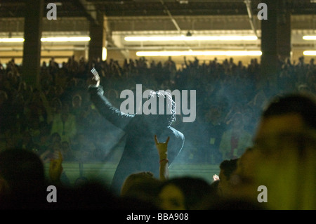 A moody, unfocused shot of Jody Davis, guitar player for The Newsboys at  the Spirit West Coast festival in Del Mar, California Stock Photo - Alamy