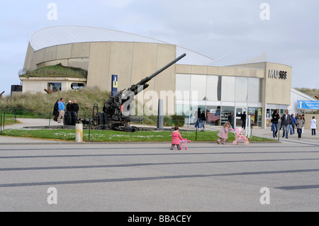 D-Day 90mm flak Landing museum at Utah beach Sainte Marie du Mont Manche Normandy France WWII Stock Photo