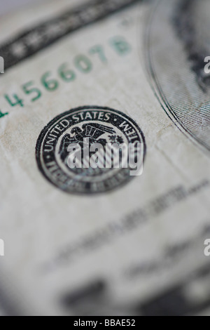 Detail of an American five dollar bank note Stock Photo