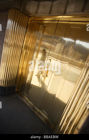 Abstract image of art deco brass polished doors,hoover dam,usa Stock Photo