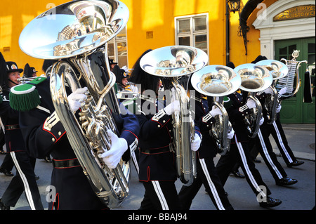 Norwegian Royal guard in 17 May parade Oslo Stock Photo