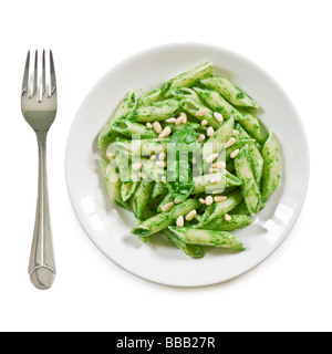 pasta with pesto isolated Stock Photo