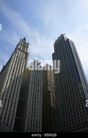 Lower Manhattan skyscrapers including the Woolworth Building. Stock Photo