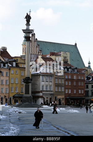 Poland Warsaw Old Town Castle Square King Zygmunt statue Stock Photo