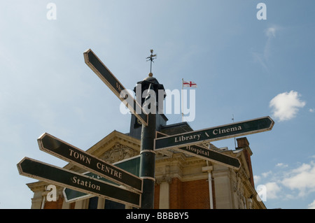 SIGNS IN HENLEY-ON-THAMES, IN FRONT OF THE TOWN HALL Stock Photo