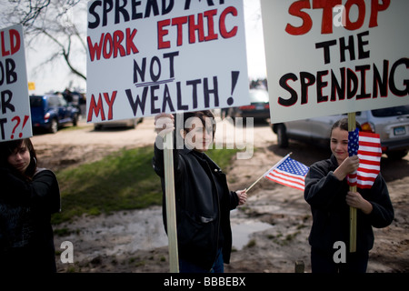 A Tax day tea party in New Haven Connecticut USA May 15th, 2009 Stock Photo