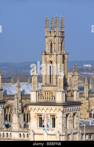One of the twin towers at the All Souls College by Nicholas Hawksmoor, University of Oxford, UK Stock Photo